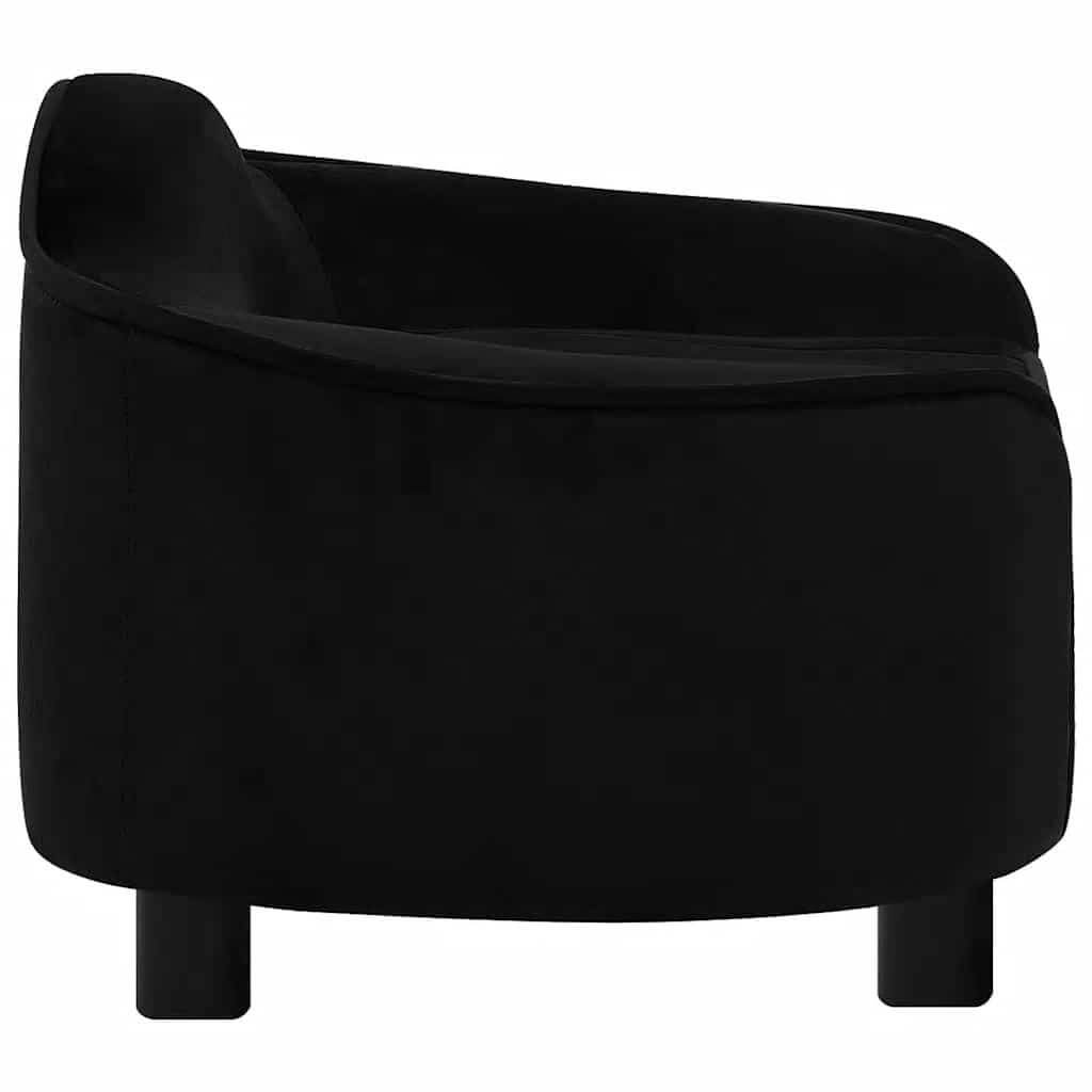 Dog Sofa Plush black foam pet bed with curved backrest, Domus Canis furniture