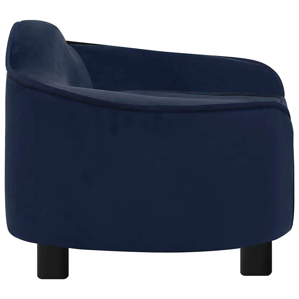 Dog Sofa Plush blue foam dog sofa with curved backrest and modern design