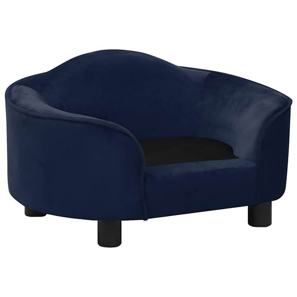 Dog Sofa Plush blue washable pet bed with raised back, Domus Canis furniture