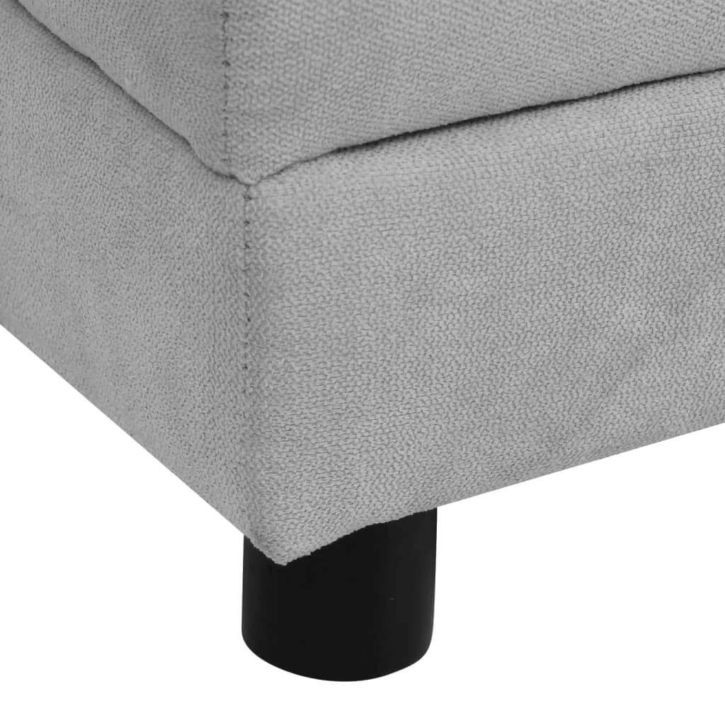 Close-up of Dog Sofa with Pillow Grey fabric corner and black leg, Domus Canis furniture-grade design