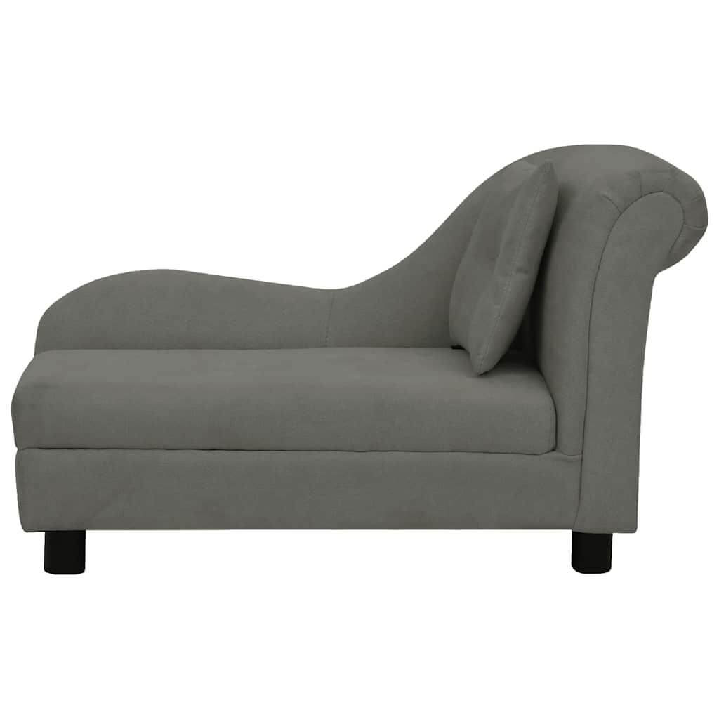 Dog Sofa with Pillow dark grey plush, modern dog chaise by Domus Canis