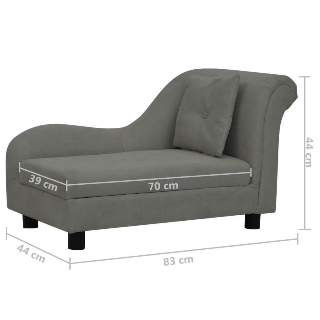 Dog Sofa with Pillow in dark grey, 83x44x44cm, modern furniture-grade pet bed
