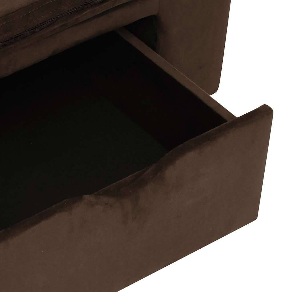 Domus Canis Dog Sofa with Storage in brown, featuring an open pull-out drawer