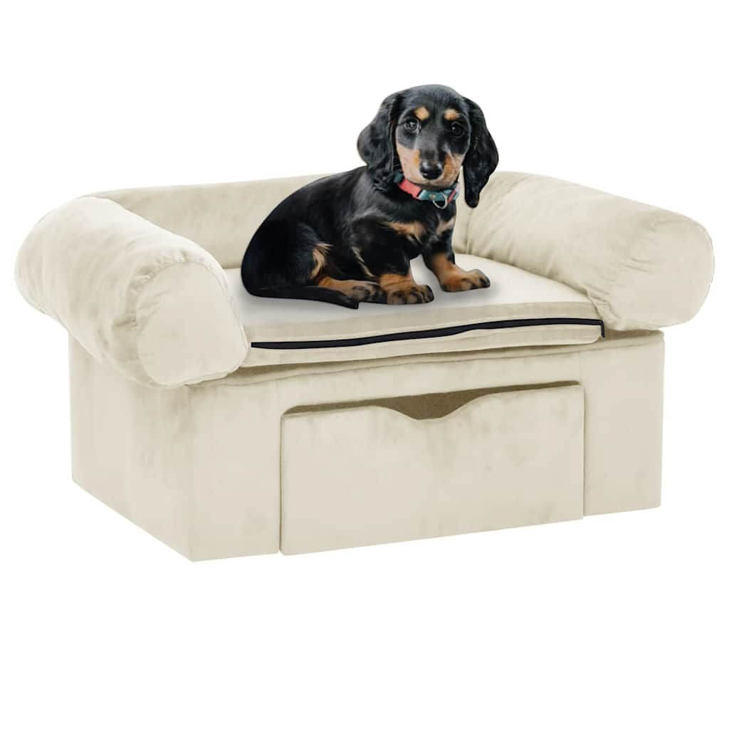 Dog-Sofa with Storage cream dog from Domus Canis, cushioned pet bed with storage drawer