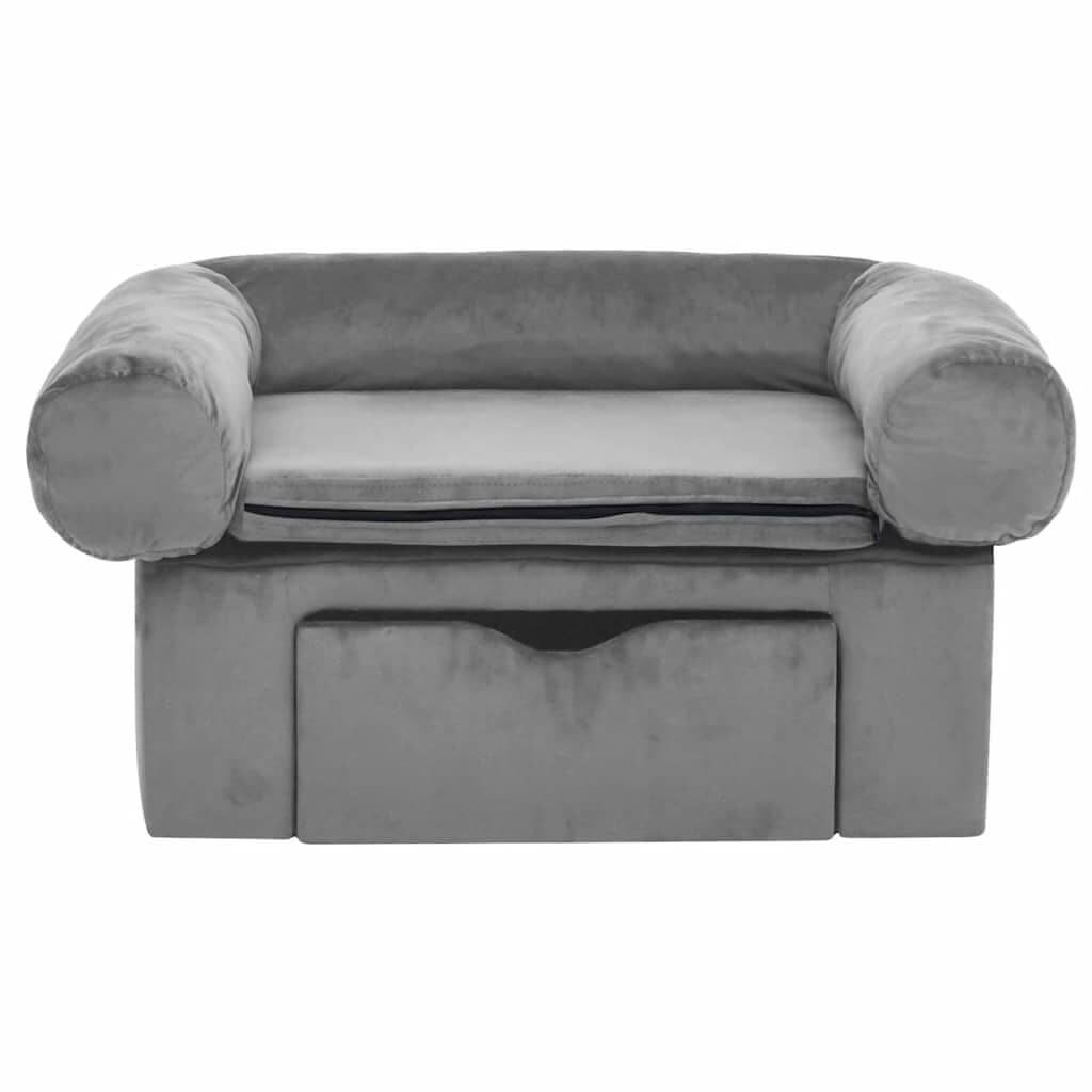 Domus Canis Dog Sofa with Storage in grey, plush upholstery, modern pet furniture design