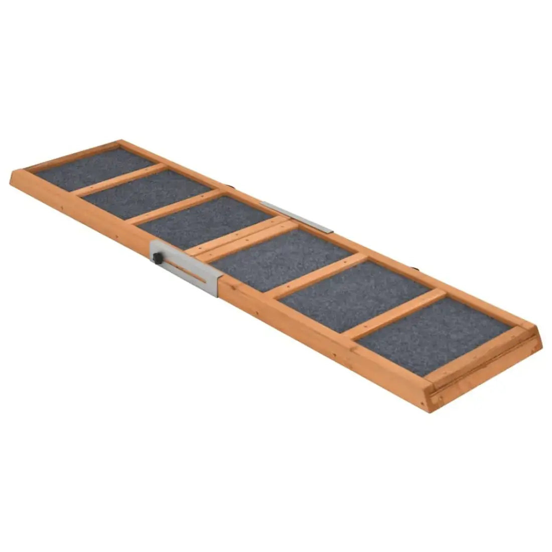 Wooden pet ramp with gray steps on a white background