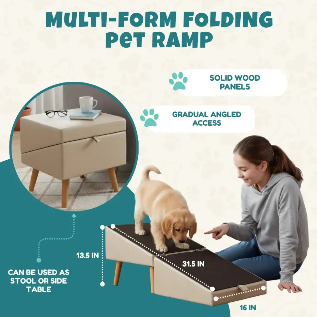 Domus Fold Ottoman | 2-in-1 Footstool & Dog Ramp