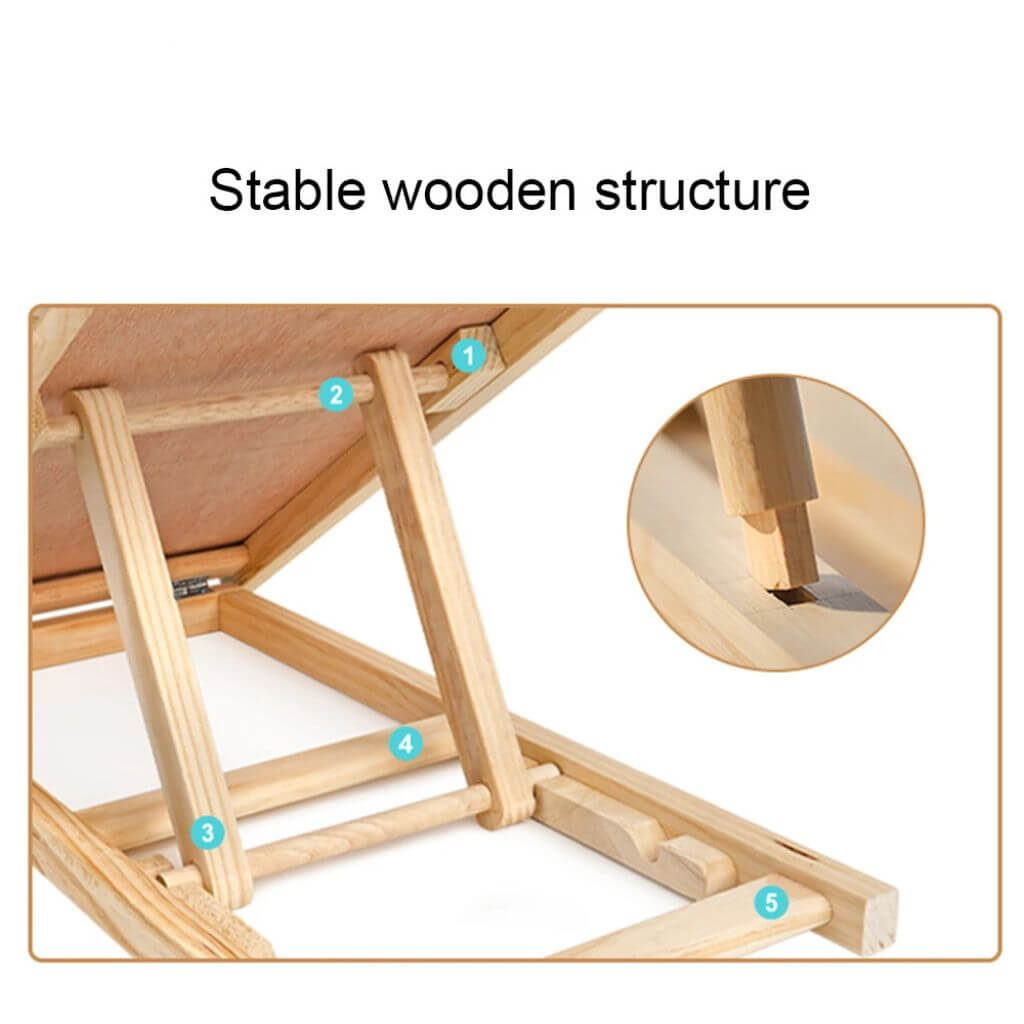 Wooden ramp art easel with stable structure on a white background