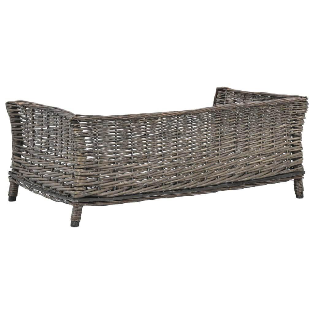Domus Canis Dog Sofa Basket in natural willow, grey, modern pet furniture back view