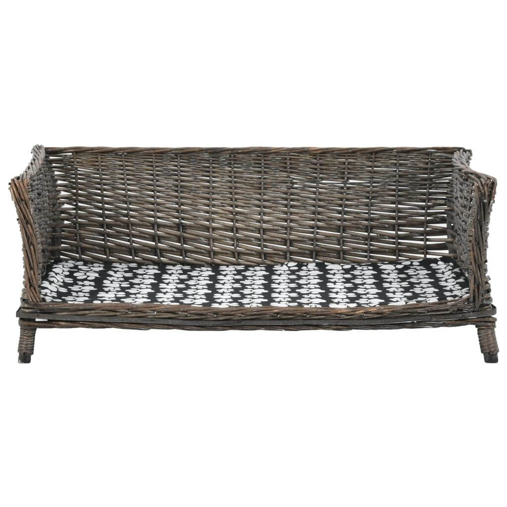 Dog Sofa Basket Natural Willow product, wicker dog sofa with paw-print cushion, Domus Canis
