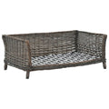 Dog Sofa Basket Natural Willow with grey wicker frame and paw print cushion, modern dog furniture