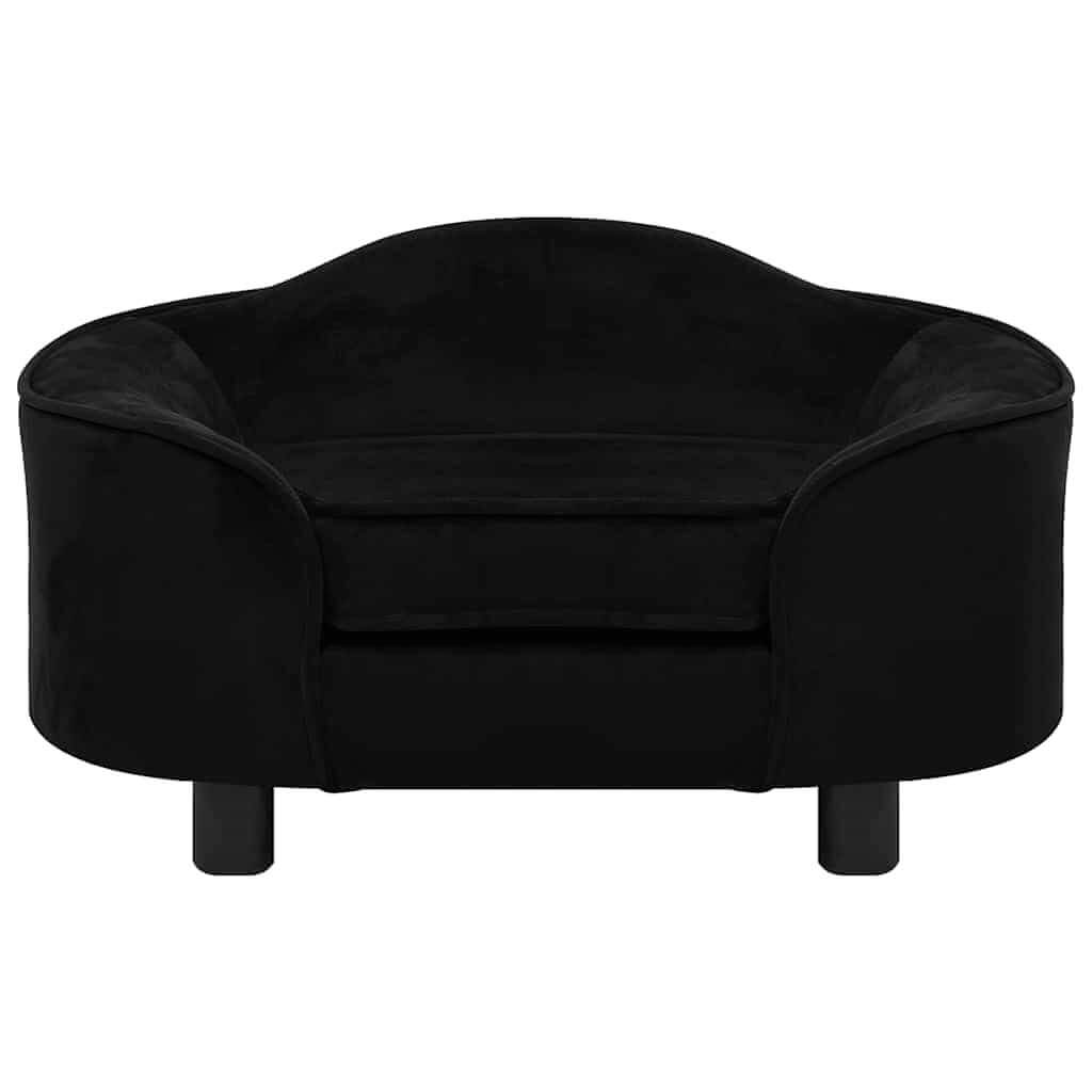 Dog Sofa Plush black by Domus Canis, modern furniture-grade dog sofa with curved armrests