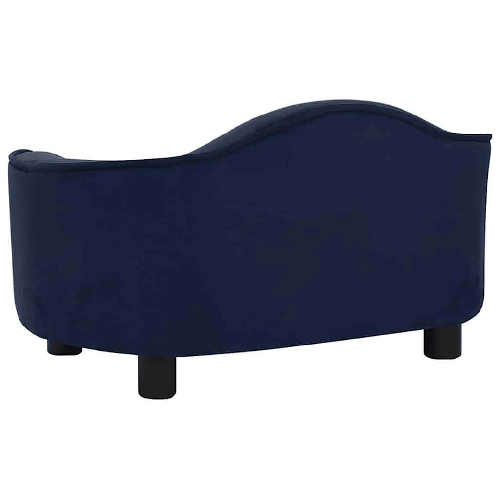 Dog Sofa Plush in blue, curved back view, modern furniture for pets by Domus Canis