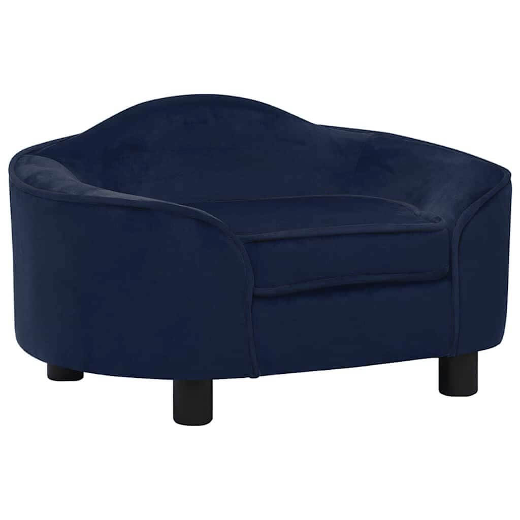 Dog Sofa Plush blue from Domus Canis, modern furniture-grade dog bed with raised back