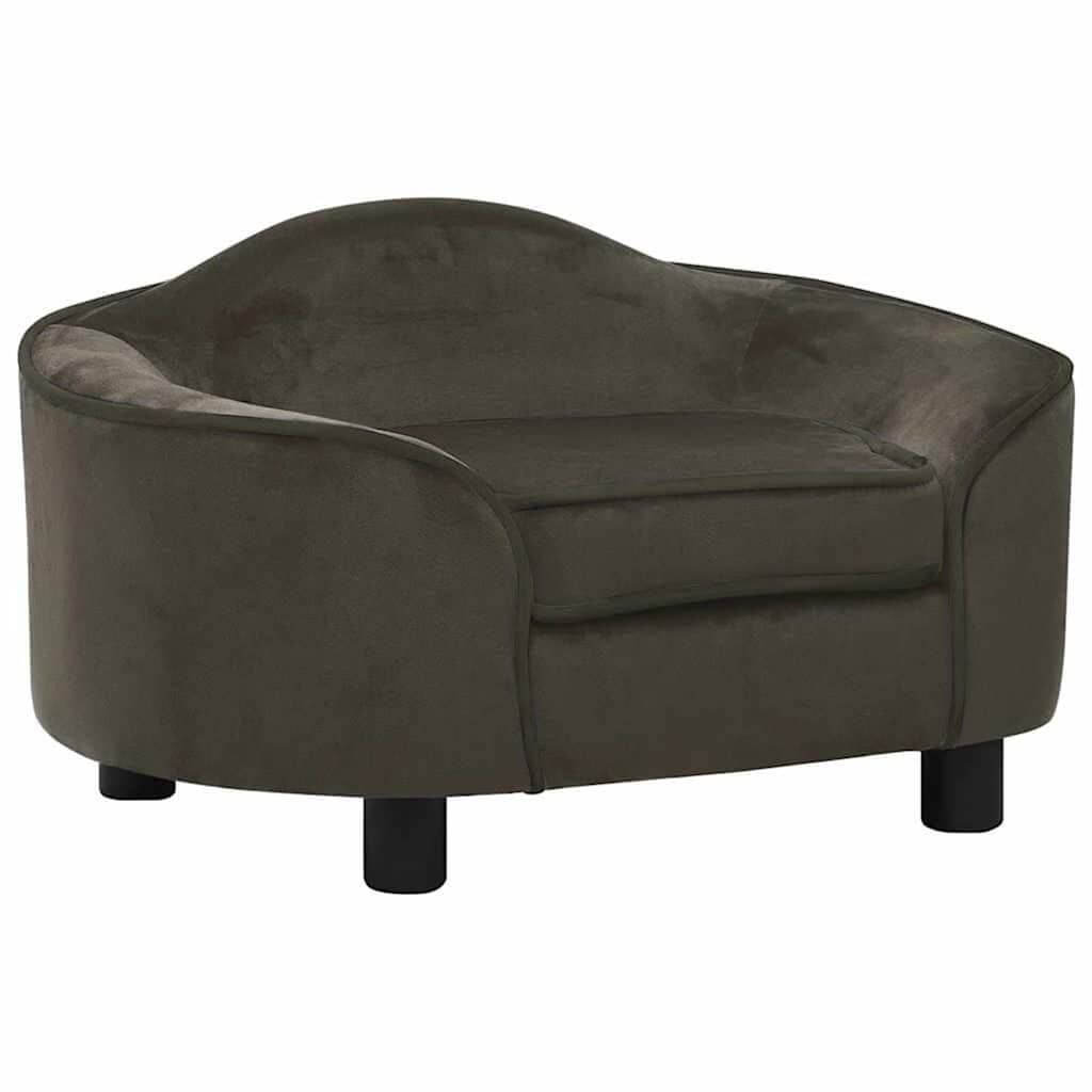 Dog Sofa Plush dark grey, modern pet furniture with curved backrest from Domus Canis