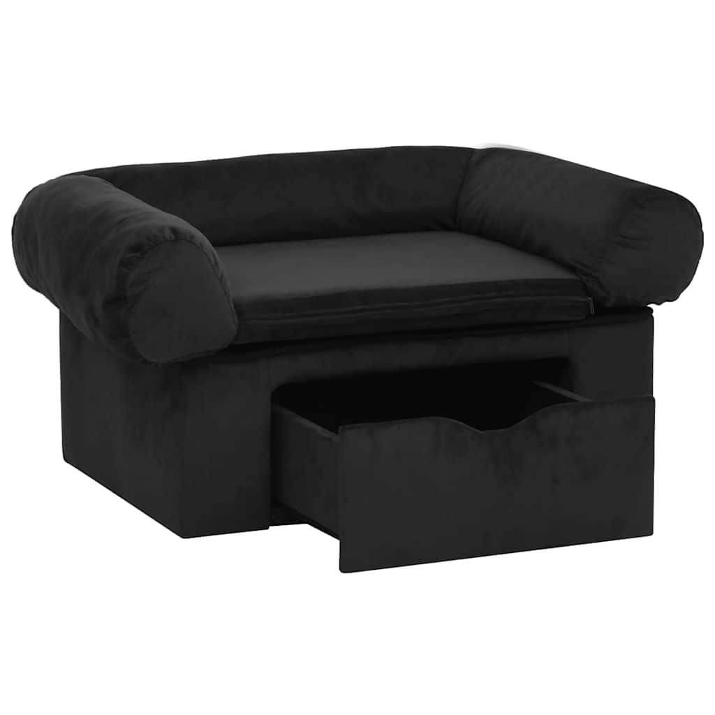 Domus Canis Dog Sofa with Storage, modern black dog bed with open drawer.