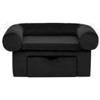 Domus Canis Dog Sofa with Storage in black, modern pet furniture with plush armrests and drawer.