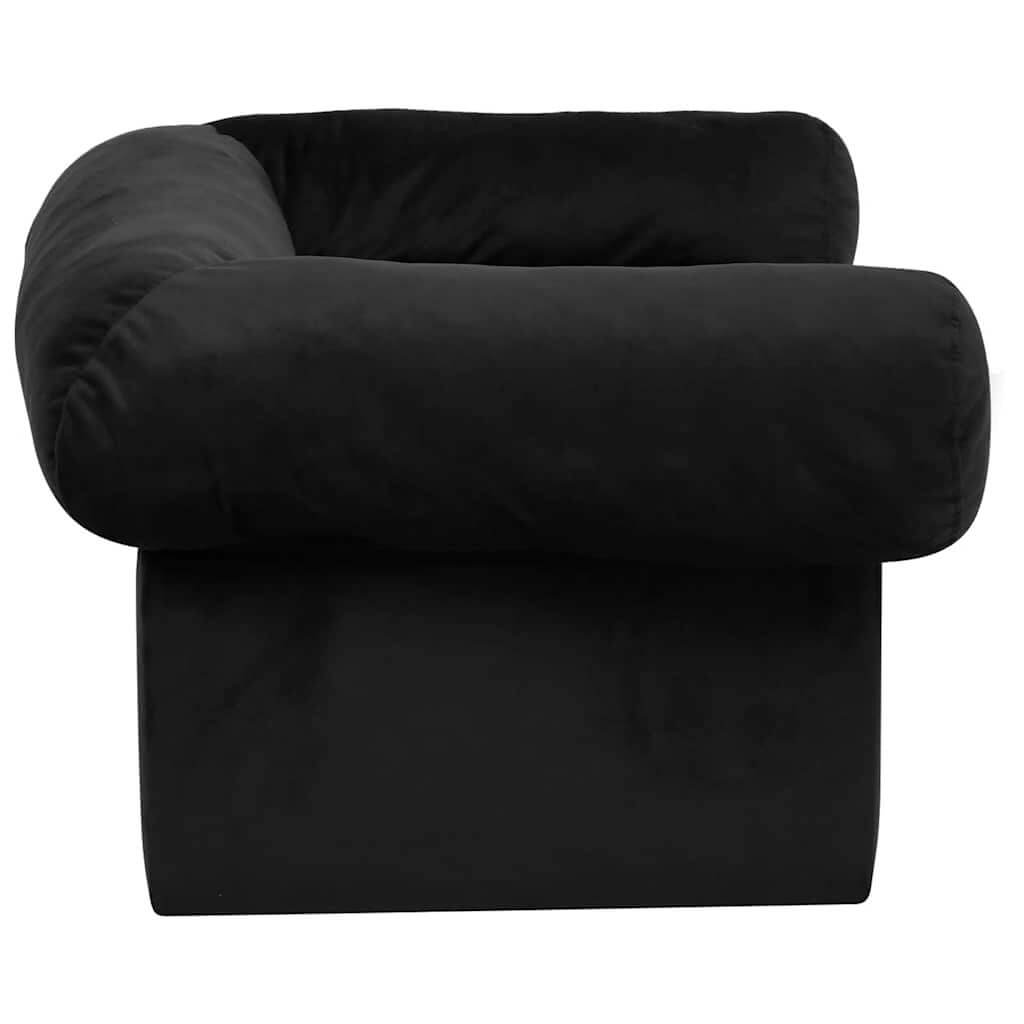 Domus Canis Dog Sofa with Storage in black plush fabric, modern pet furniture design