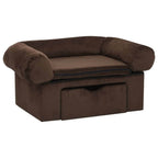 Dog Sofa with Storage brown by Domus Canis, plush dog bed with under-seat storage drawer