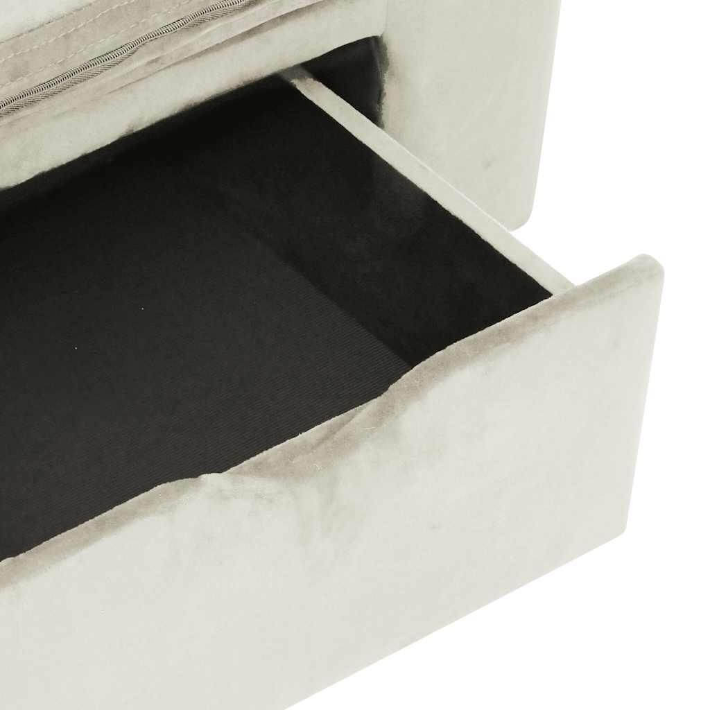 Domus Canis Dog Sofa with Storage in cream, showing open storage drawer