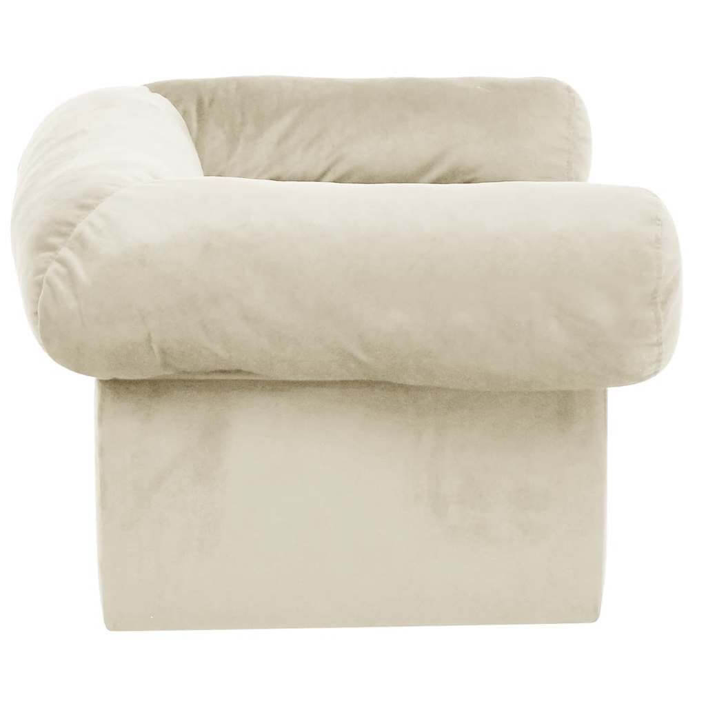 Domus Canis Dog Sofa with Storage in cream plush, modern pet furniture for comfort and durability