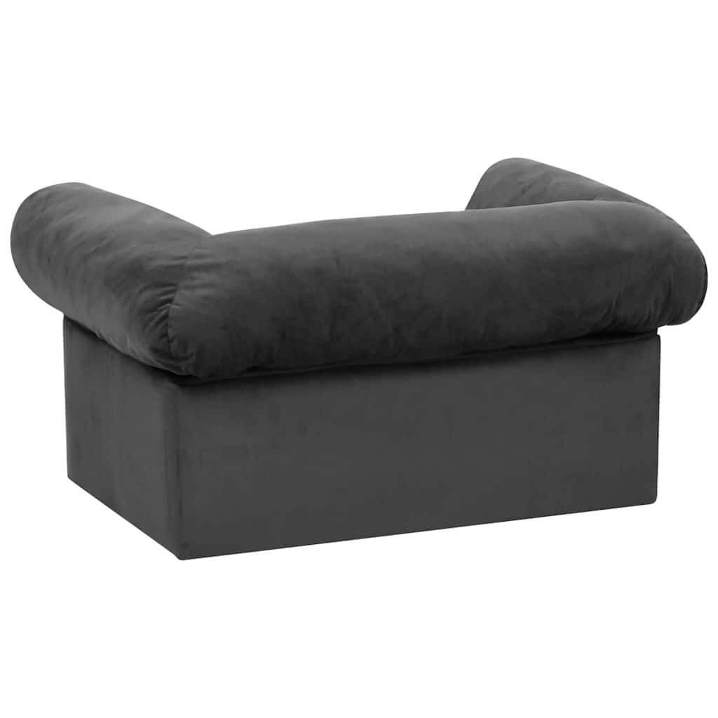 Domus Canis Dog Sofa with Storage in dark grey, plush back view, modern pet furniture