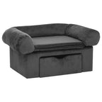 Domus Canis Dog Sofa with Storage in dark grey, plush upholstery, modern pet furniture