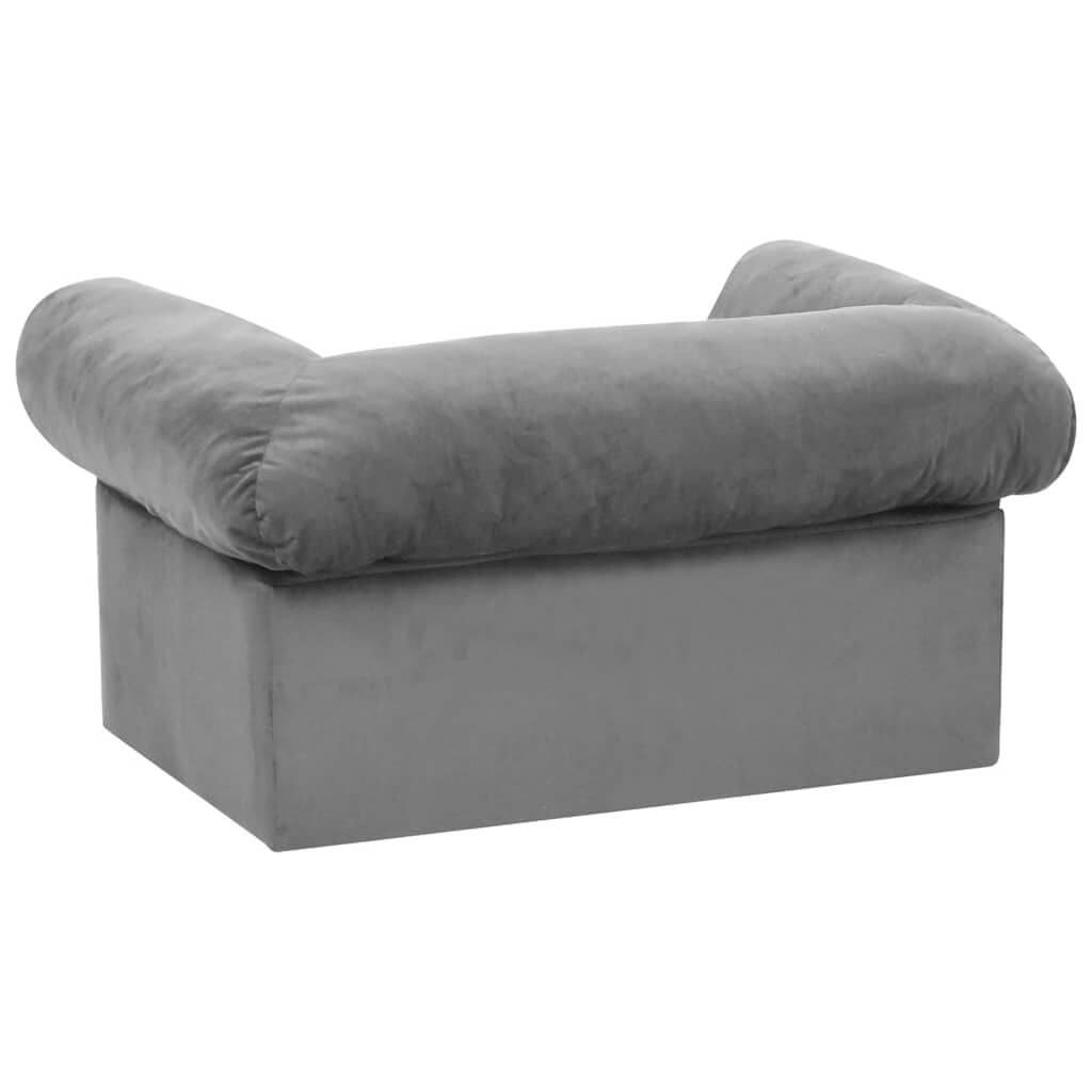 Domus Canis Dog Sofa with Storage in grey, modern furniture-grade pet bed, rear view