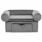 Domus Canis Dog Sofa with Storage in grey, plush upholstery, modern pet furniture design