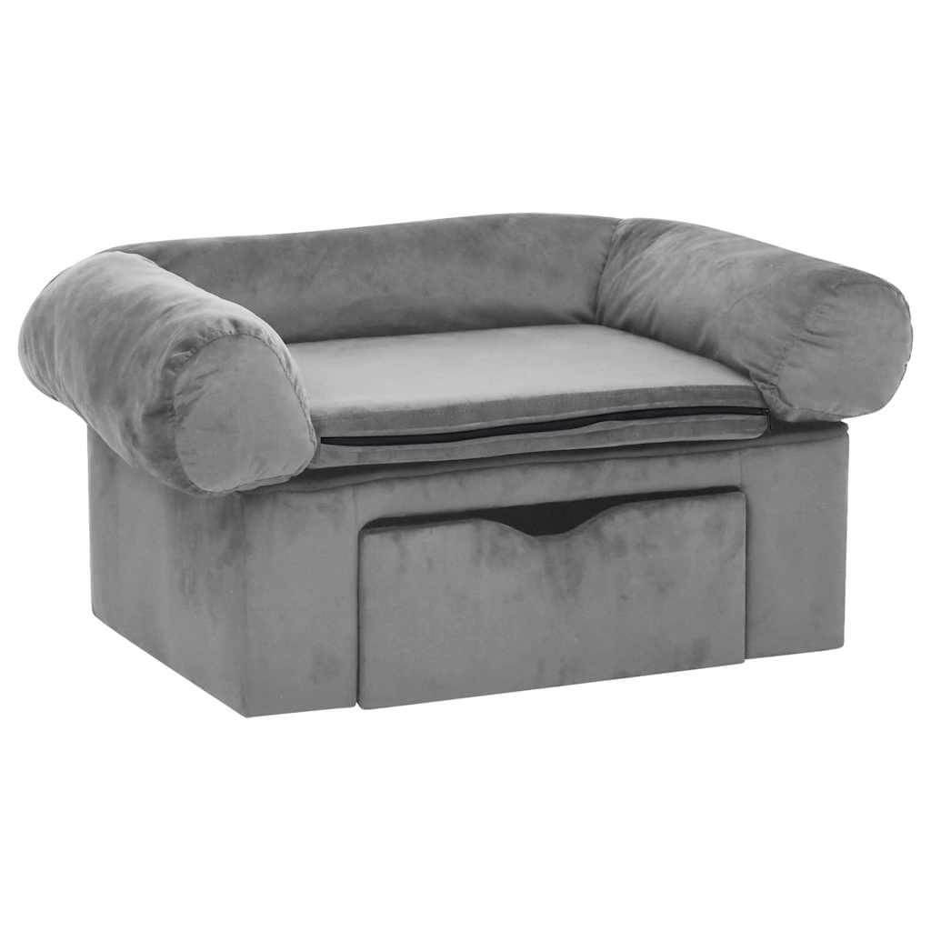 Domus Canis Dog Sofa with Storage in grey, modern furniture-grade pet bed with drawer