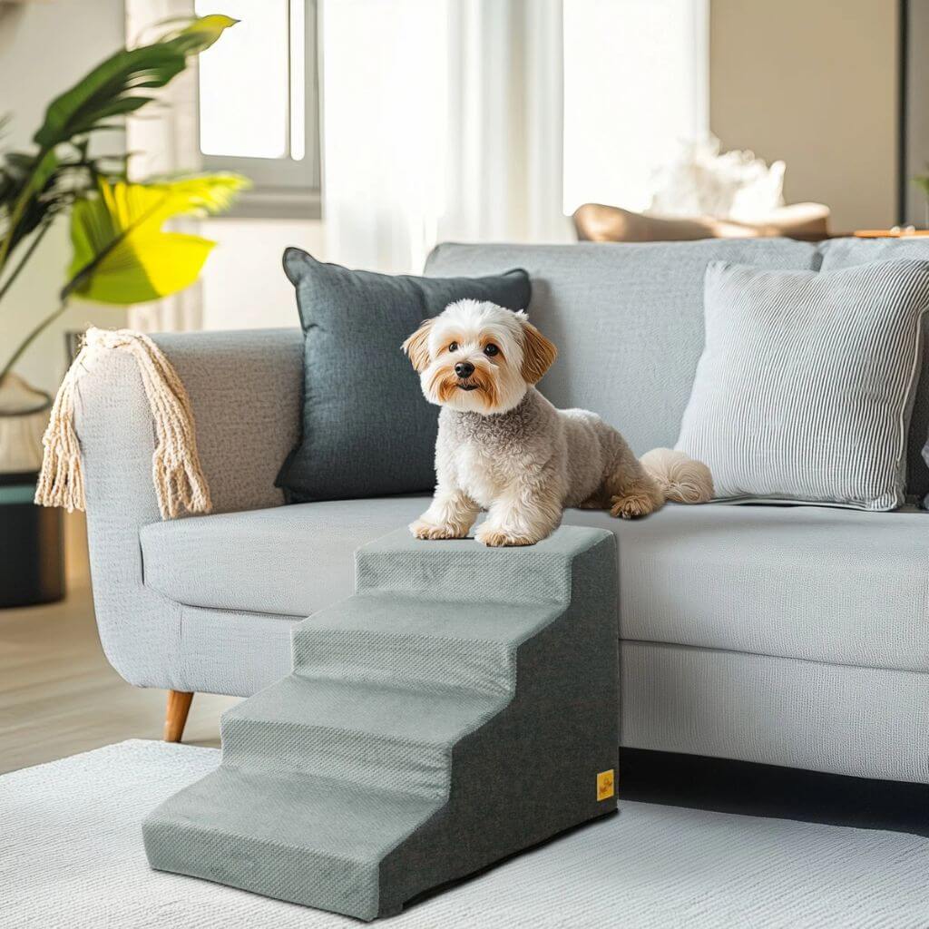 Dog Steps for Sofa - Foam Pet Stairs with Non-Slip Cover (3 or 4 Steps)