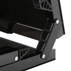 Close-up of a black metal bracket on a white background