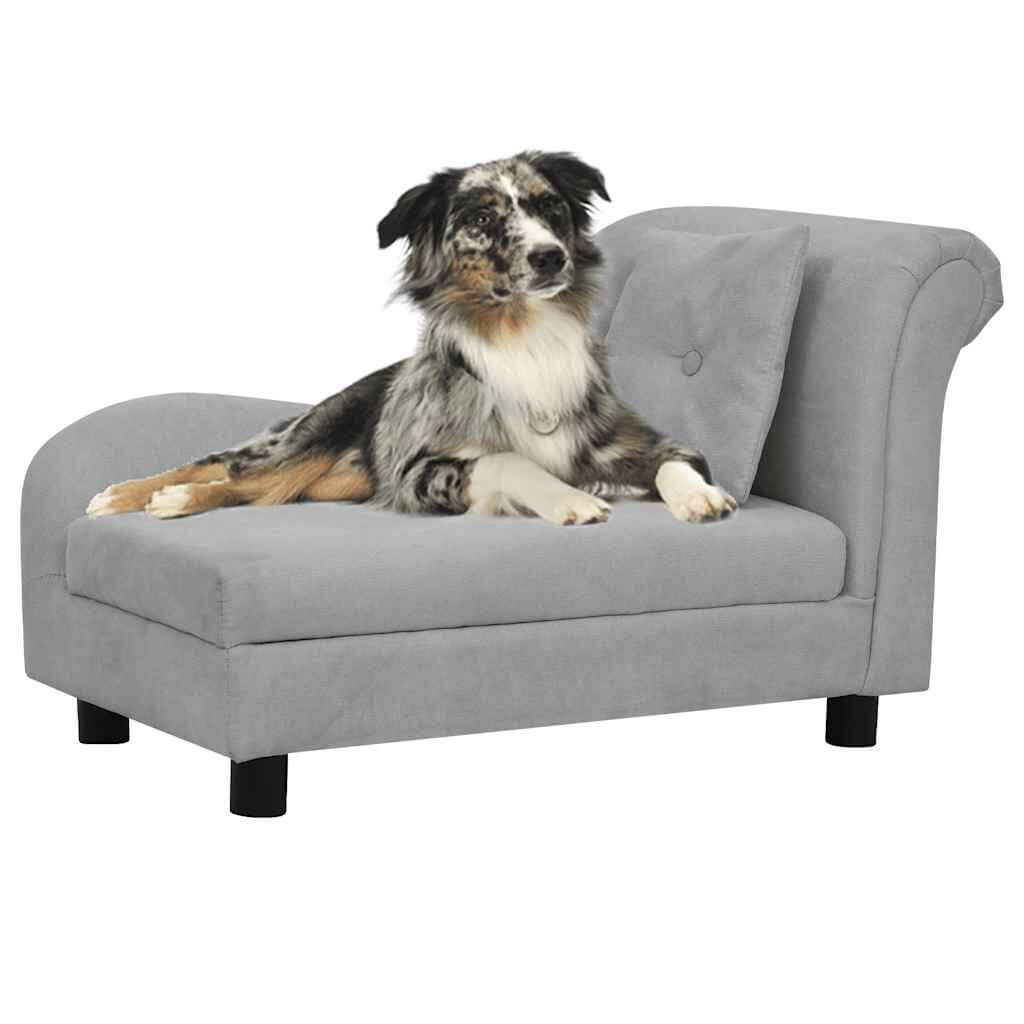 Large Dog Sofa with Pillow Grey by Domus Canis, modern pet furniture with dog relaxing on it