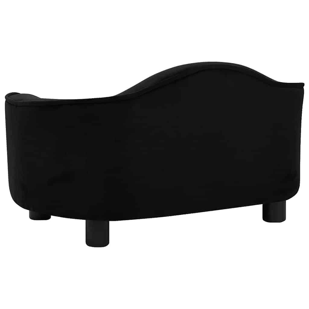 Luxury Dog Sofa Plush black back view, modern pet furniture by Domus Canis