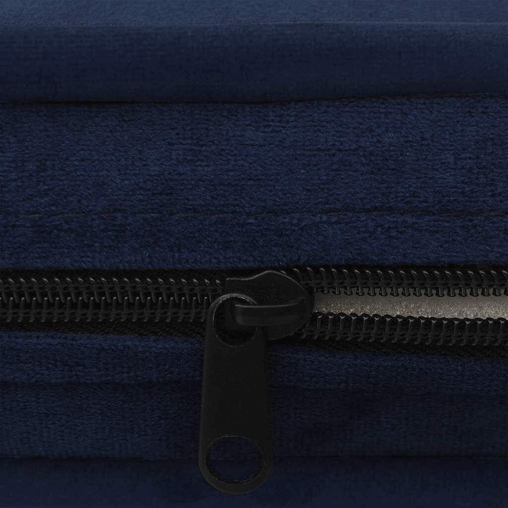 Luxury Dog Sofa plush blue cover zipper detail, washable dog bed at Domus Canis