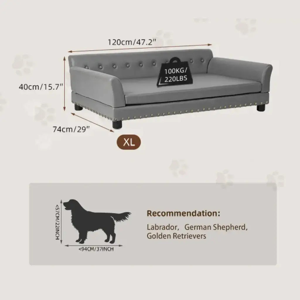Microfiber Leather Dog Sofa (120×74×40 cm)