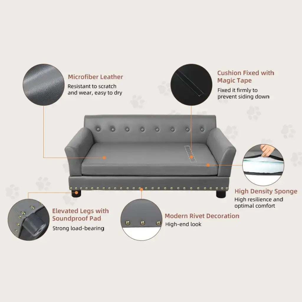 Microfiber Leather Dog Sofa (120×74×40 cm)