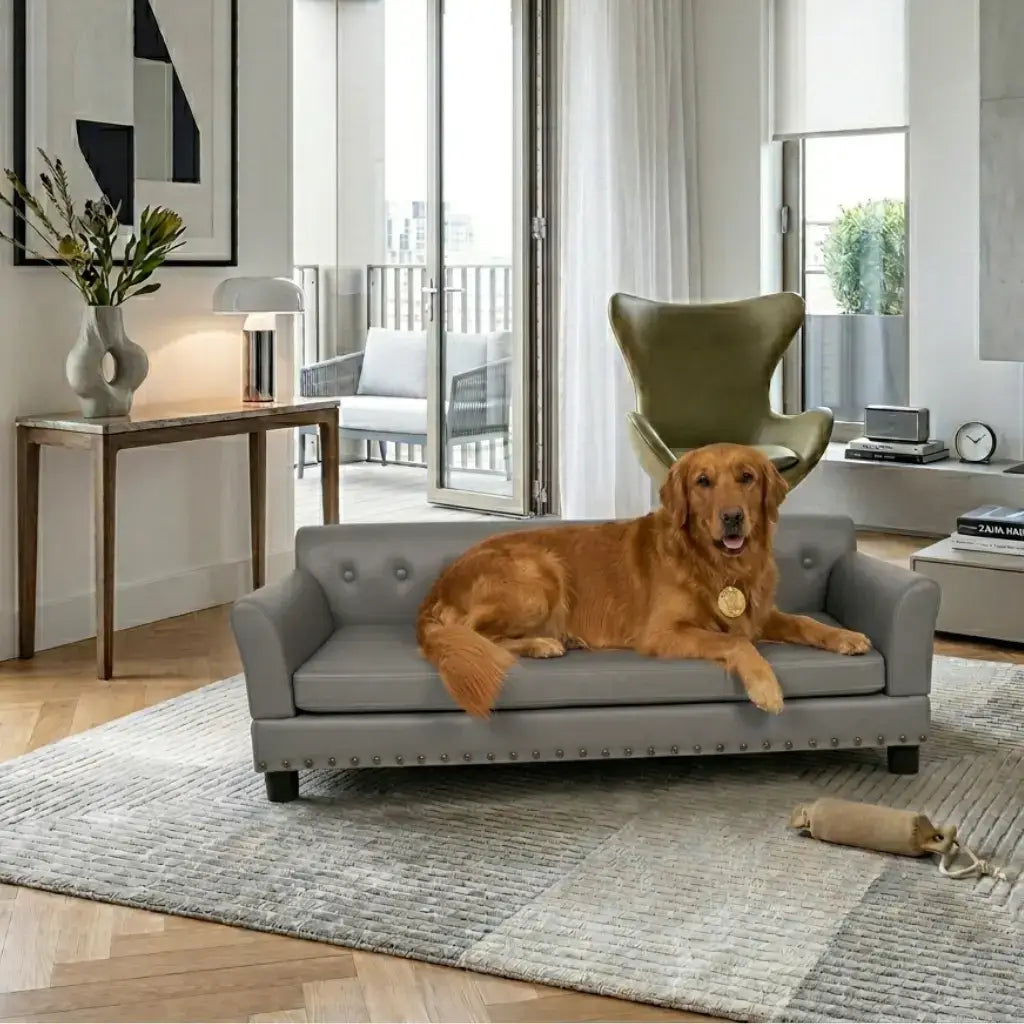 Microfiber Leather Dog Sofa (120×74×40 cm)