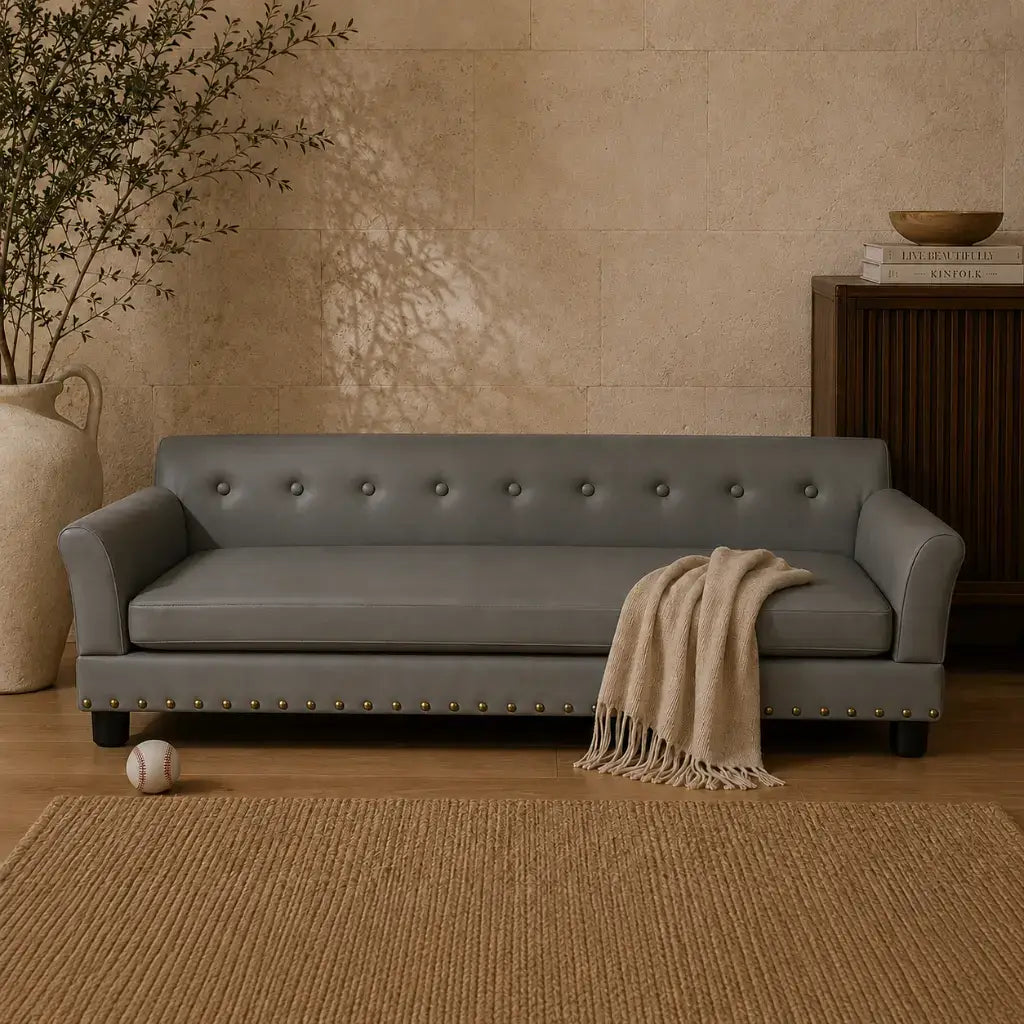 Microfiber Leather Dog Sofa with dog  in luxury home