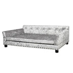 Gray textured large dog sofa on a white background